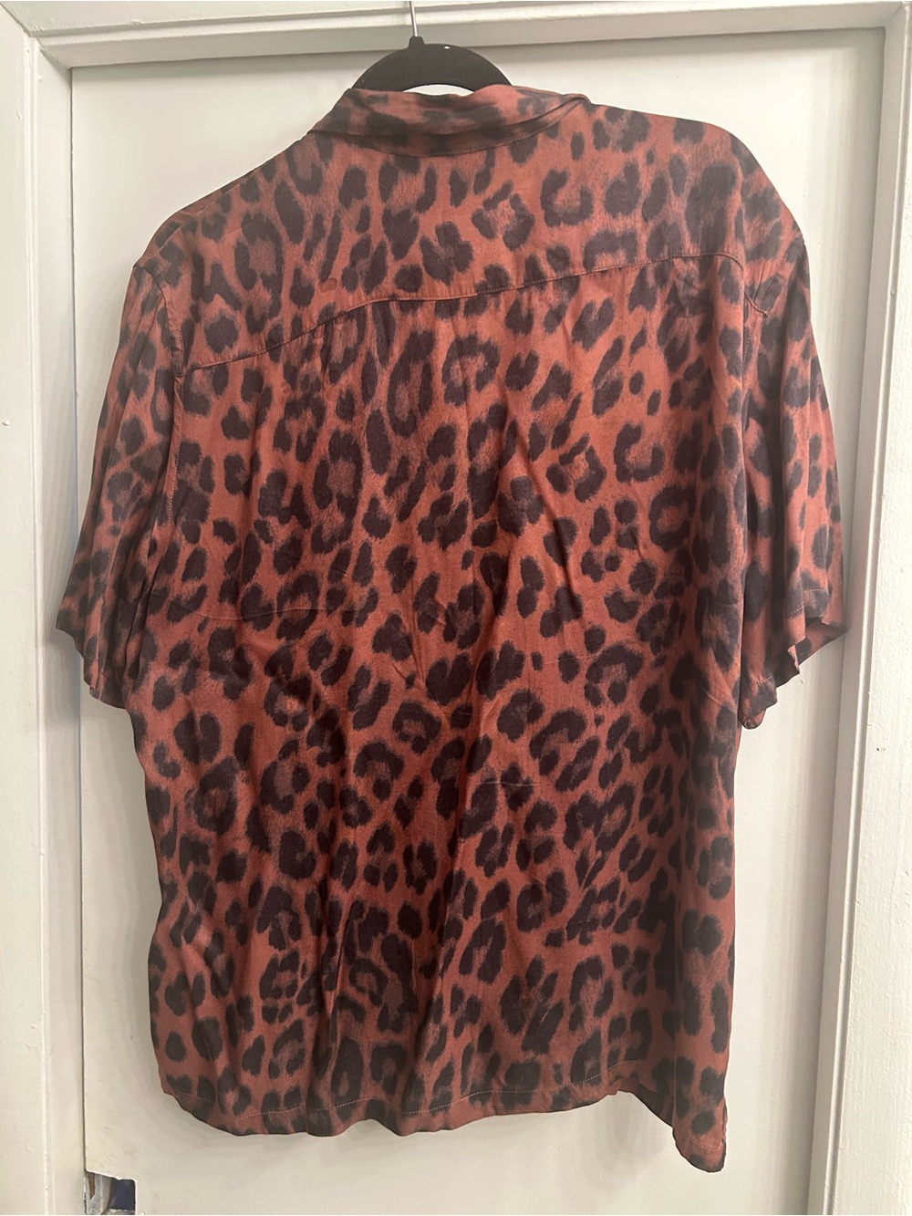 All Saints Men’s Leopard Print Short-Sleeve Button Down - Rust